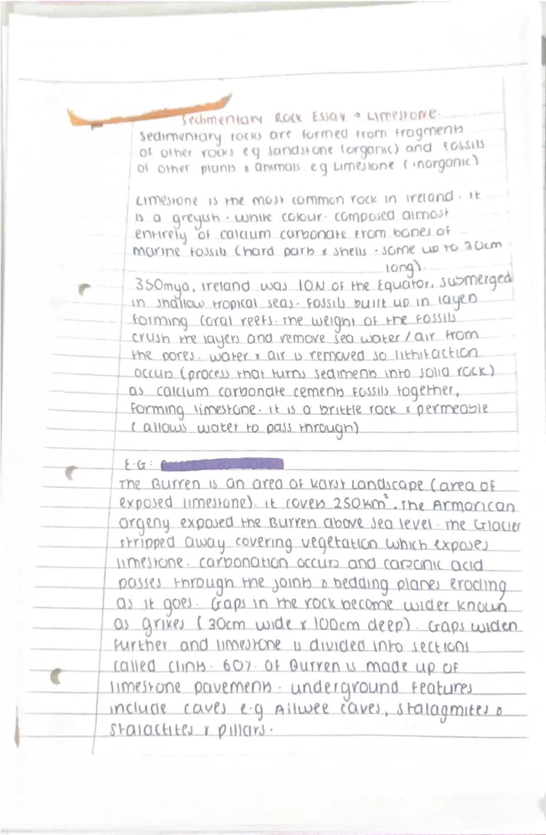 Secdimentary ROCK ESSAY Limestone.

Sedimentary rocks are formed from Fragments
of other rocks eg sandstone lorganic) and FOSSILS.
of other 