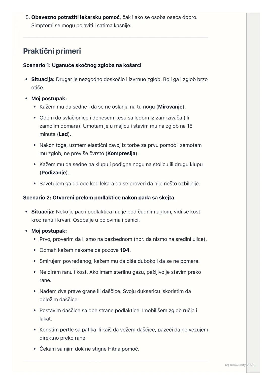 # Osnovi prve pomoći

## Uvod i značaj prve pomoći

Prva pomoć je skup mera i postupaka koji se primenjuju na licu mesta,
neposredno nakon p