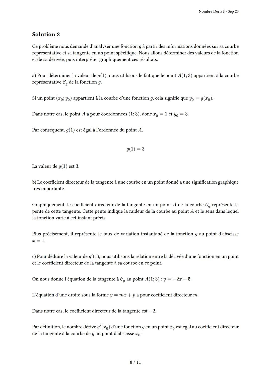 # Nombre Dérivé

Généré par Knowunity.fr - Sep 23

Description: Cet examen couvre le nombre dérivé, le taux d'accroissement et la tangente à