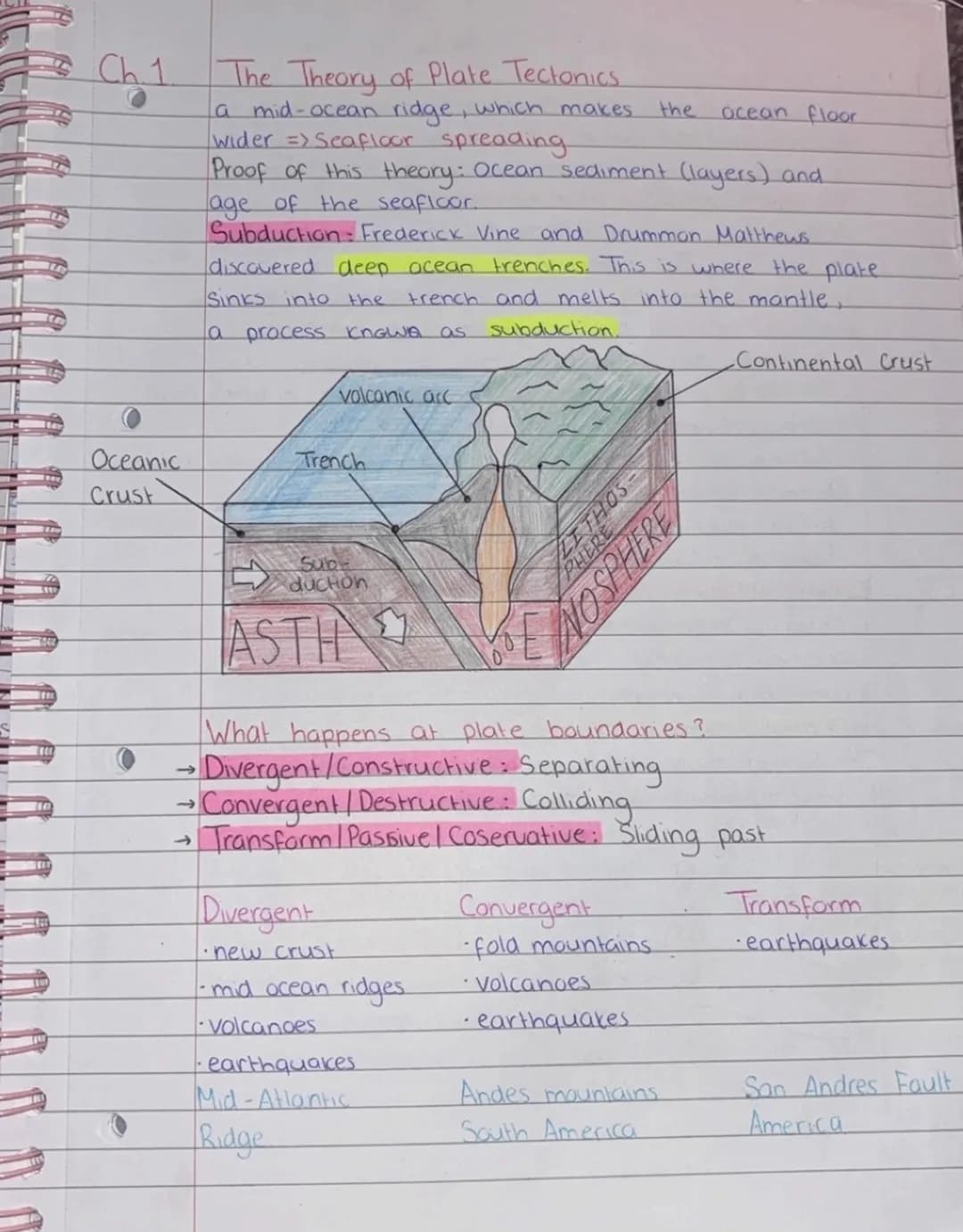 Entie
Ch.1 The Earth's Surface
Earth's surface is constantly changing due to:
1. Surface (exogenic)
forces such as
weathering & erosion.