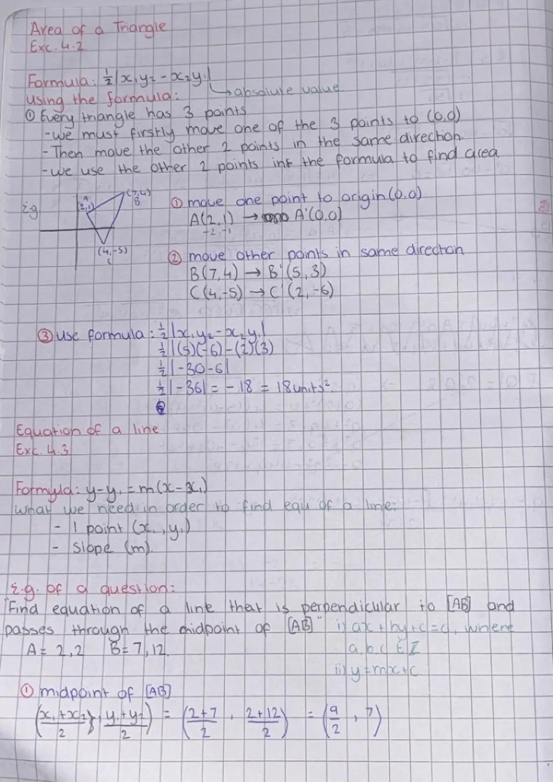 # Area of a Thangle
Exc. 4.2.
Formula: /xyz-xzy!!
Using the formula:
absolute value.
O Every thangle has 3 points
-we must firstly move on
