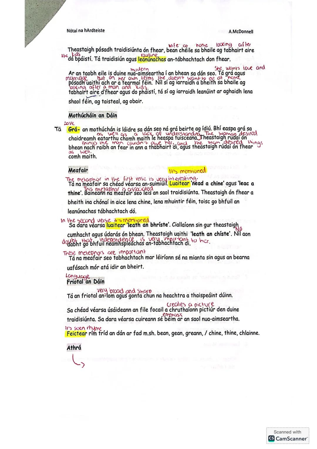 Nótaí na hArdteiste
Divorce
# Colscaradh
A.McDonnell
Colscaradh
He desired a woman
Shantaigh sé bean
I nead a chine,
faoiseamh is gea
