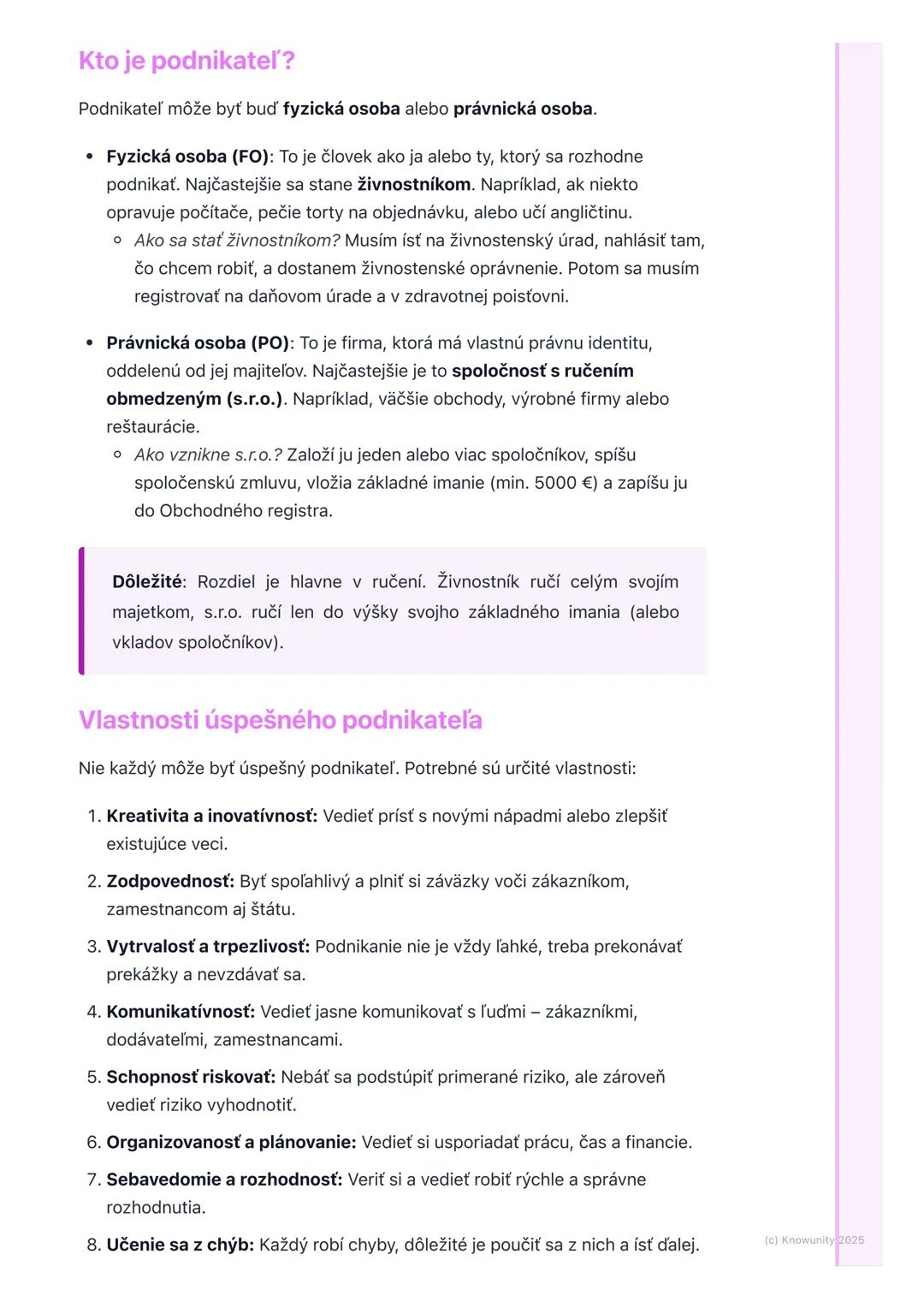 # Podnikateľ a podnikanie
## 1. Úvod do podnikania
Podnikanie je super dôležitá časť našej ekonomiky. V podstate ide o to, keď
niekto (pod