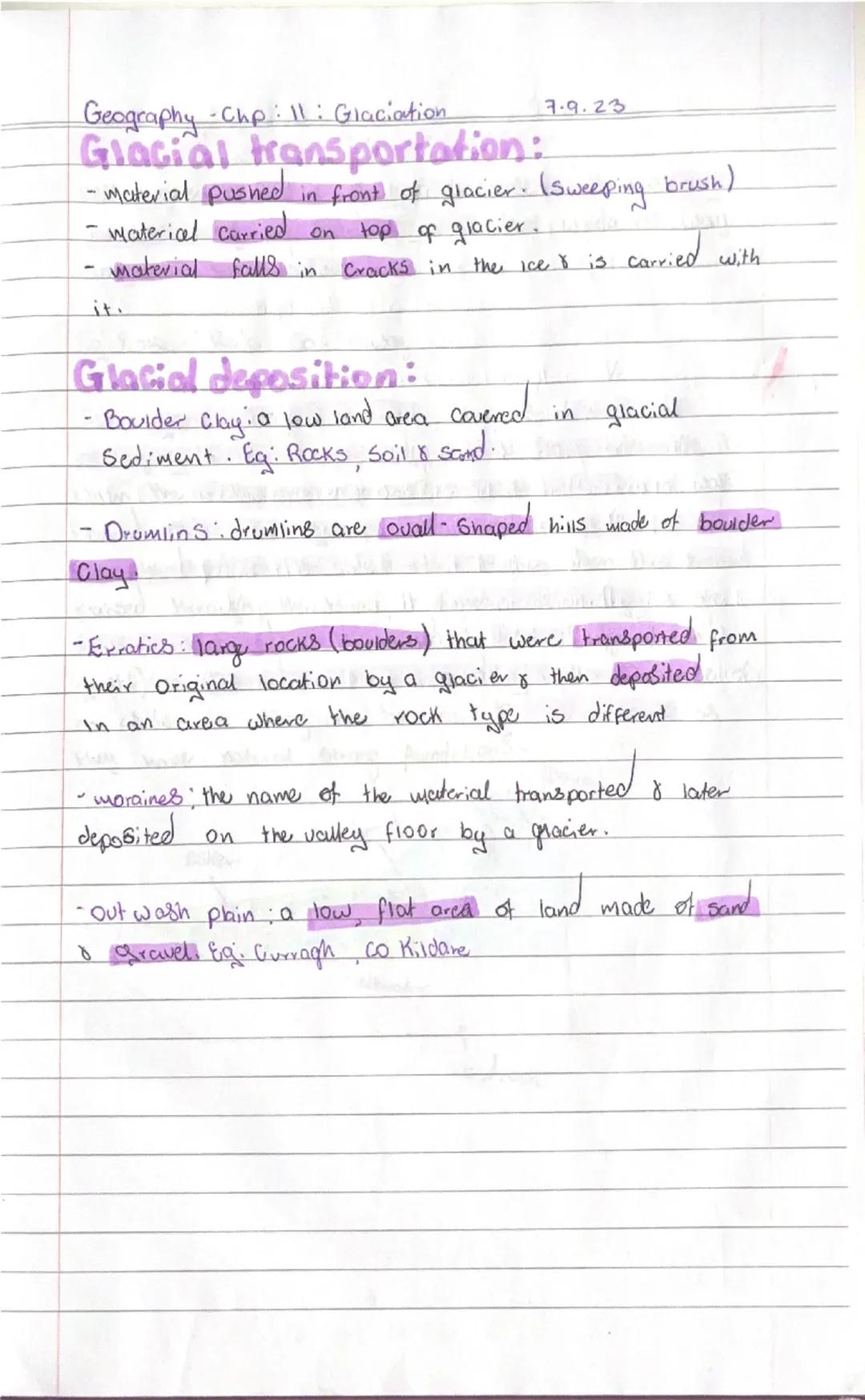 Geography-Chp.11: Glaciation 30.8.23
Ice Age
-a period of time where large parts of the world.
were covered by ice sheets
- the last ice ar