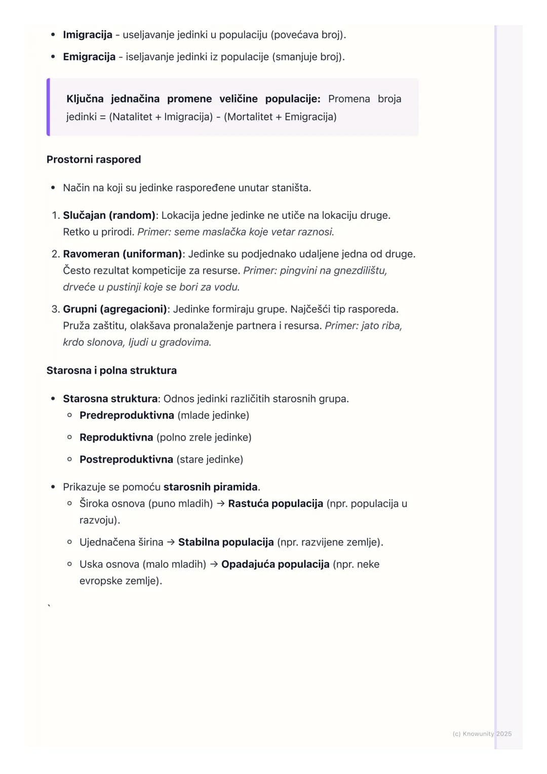 # Populacije
Uvod u populacije
Populacija je grupa jedinki iste vrste koje žive na istom prostoru u isto vreme
i koje su sposobne da se me
