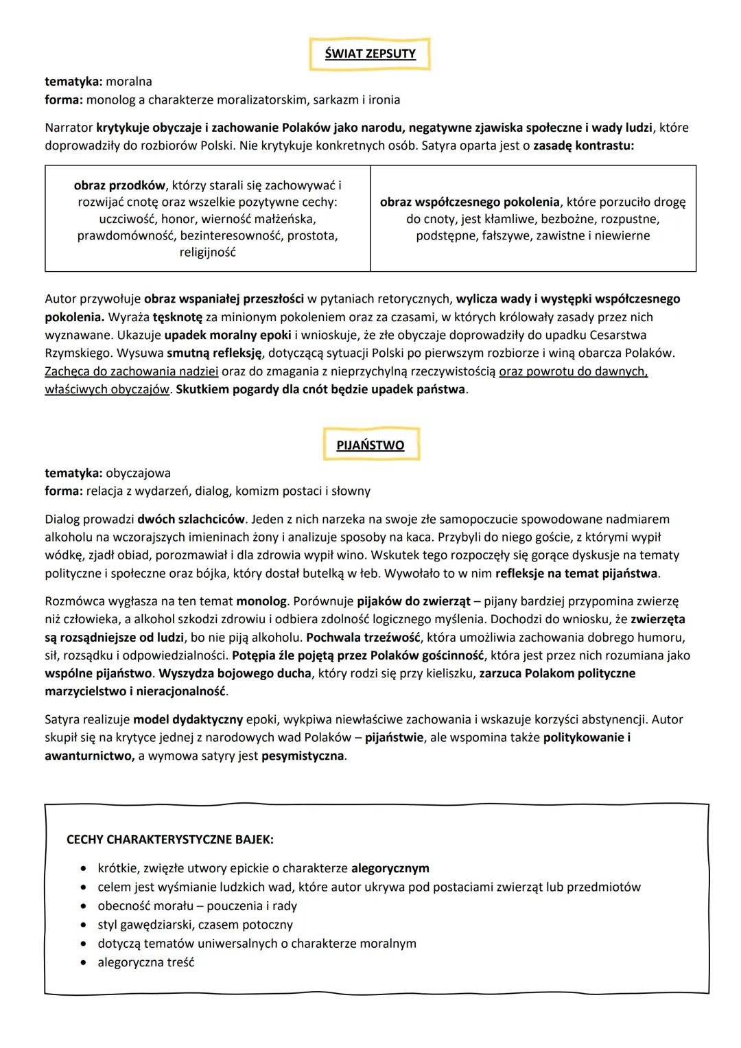 # Ignacy Krasicki
CECHY CHARAKTERYSTYCZNE SATYR:
- karykaturalność postaci, deformacja rzeczywistości w celu ukazania zjawisk negatywnych
