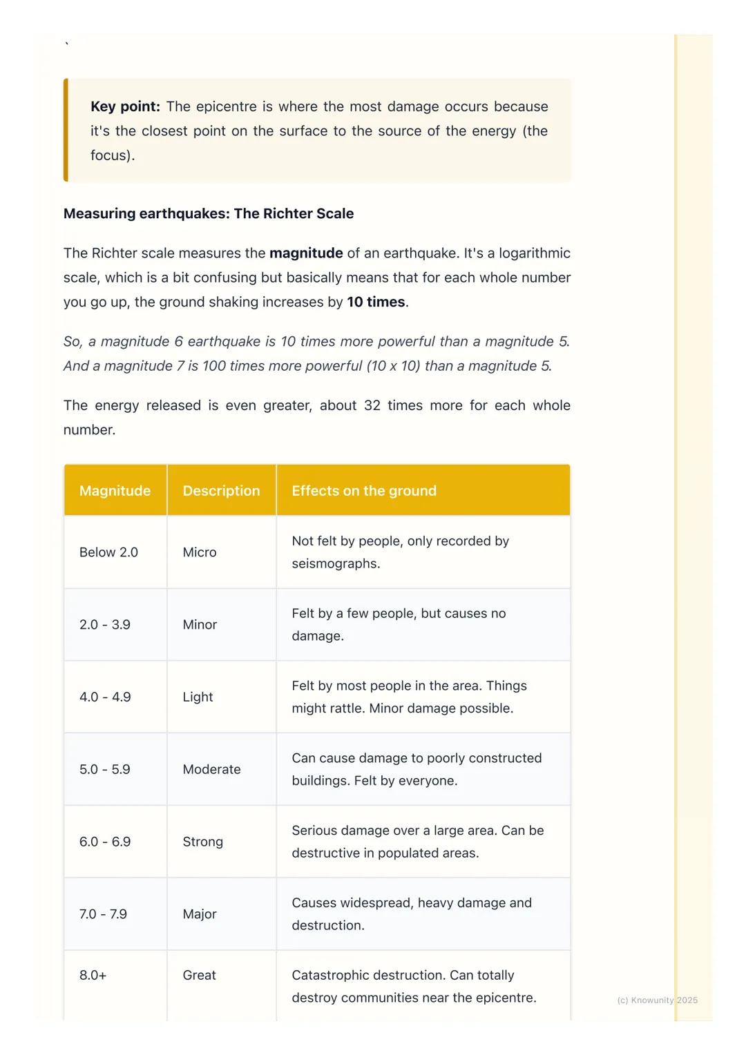 # Earthquakes
What are earthquakes?
An earthquake is a sudden and violent shaking of the ground. It's caused by
movements within the Earth