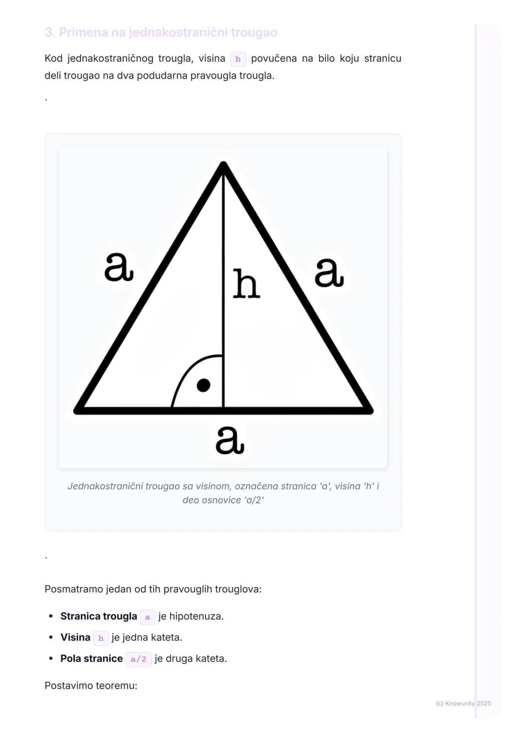 # Primena Pitagorine teoreme
Uvod u primenu Pitagorine teoreme
Pitagorina teorema ($a² + b² = c²$) ne važi samo za rešavanje zadataka sa
p