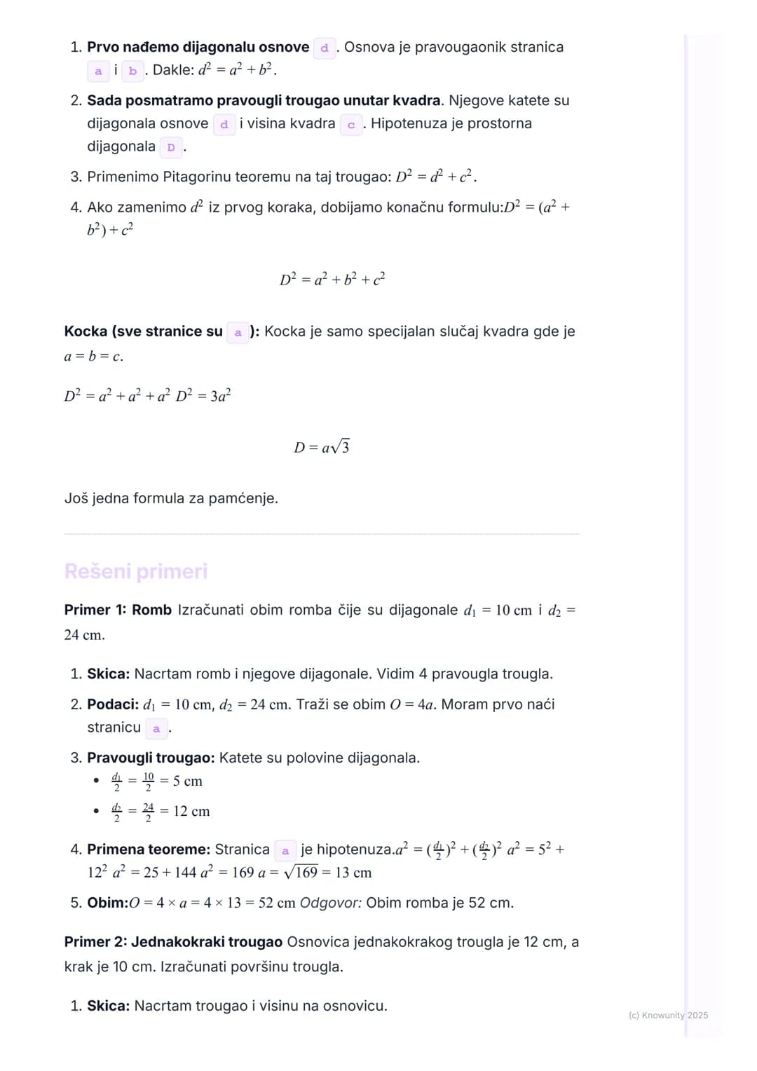 # Primena Pitagorine teoreme
Uvod u primenu Pitagorine teoreme
Pitagorina teorema ($a² + b² = c²$) ne važi samo za rešavanje zadataka sa
p