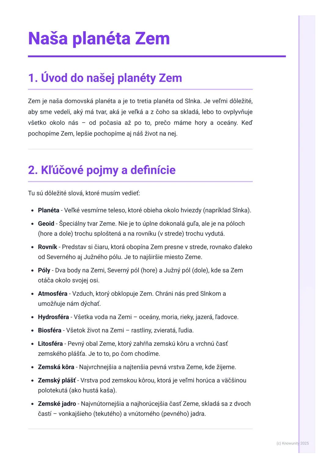 # Naša planéta Zem
## 1. Úvod do našej planéty Zem
Zem je naša domovská planéta a je to tretia planéta od Slnka. Je veľmi dôležité,
aby sm