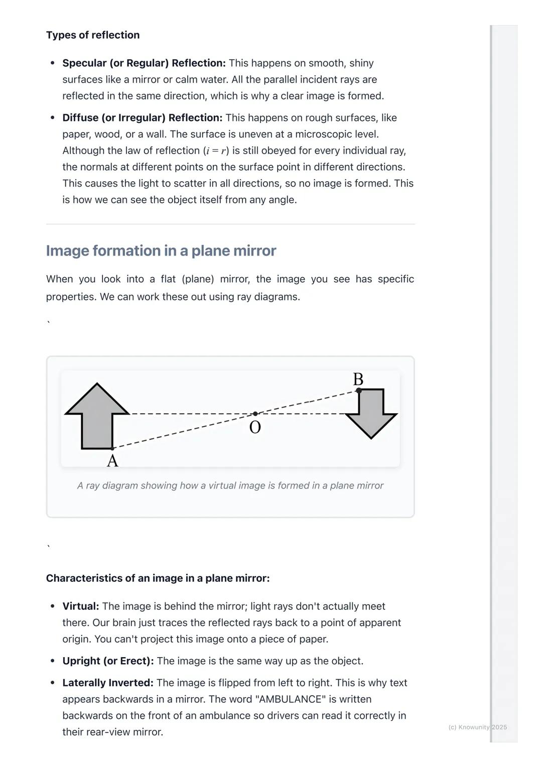 # Reflection of Light
An introduction to reflection
Reflection is what happens when light bounces off a surface. It's the reason
we can se