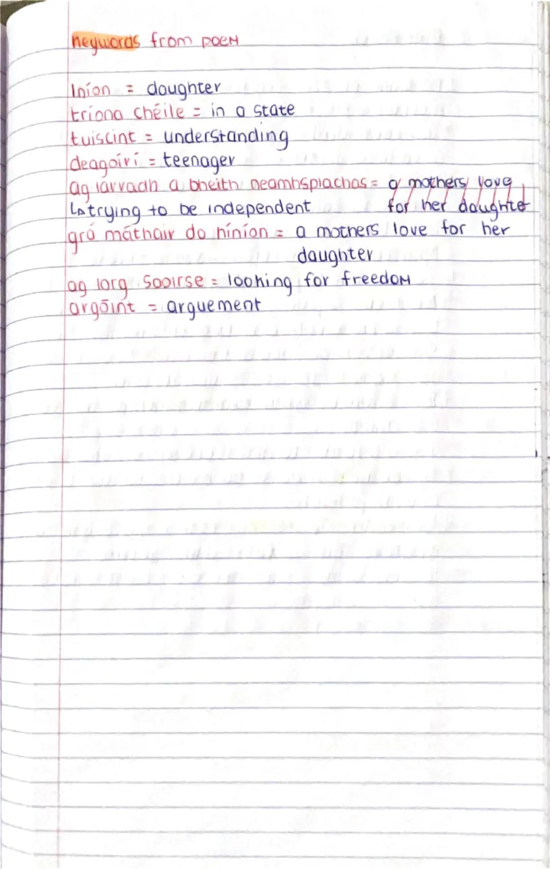 Inion -daughter
poem
le hAine Durkin
- you have tears in your eyes now
- you say in these sharp, huft words.
- you have no clue mom, you s
