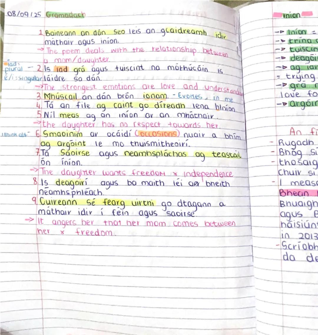 Inion -daughter
poem
le hAine Durkin
- you have tears in your eyes now
- you say in these sharp, huft words.
- you have no clue mom, you s