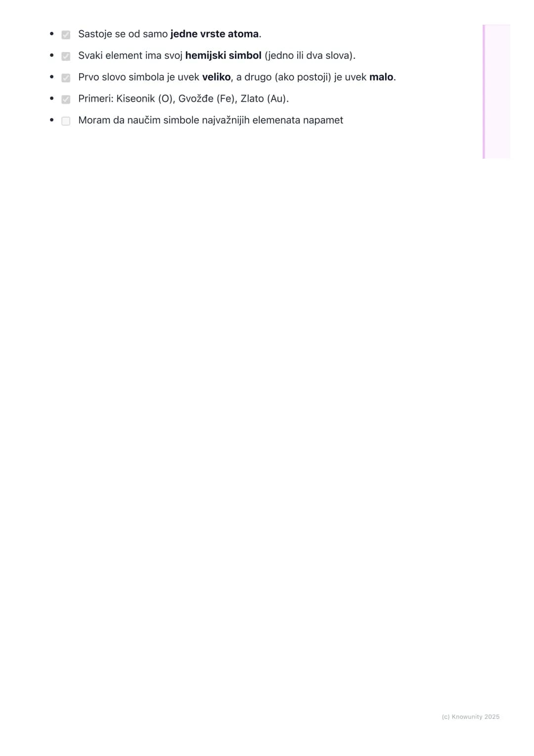 # Elementi
Šta su elementi?
Elementi su deo grupe čistih supstanci. Sećam se, čiste supstance imaju
stalan sastav i stalne osobine. Dele s