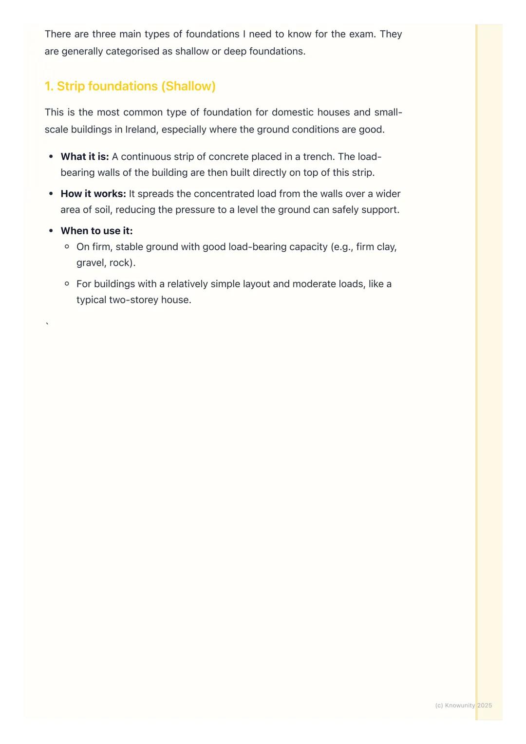 # Types of Foundations
Introduction to foundation types
The foundation is the most critical part of a building's structure. Its main job i