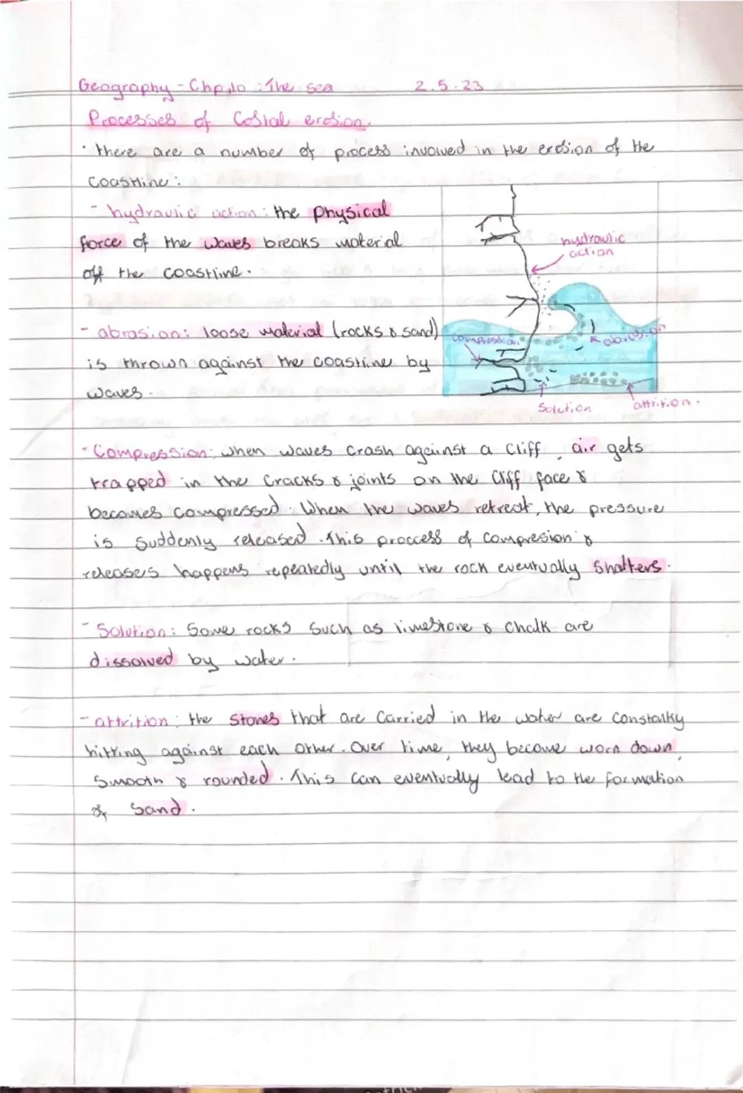 Geography-Chp. 1o the sea.
GIFFS
back Share
26 4 23
wind direction
←
11
high Fide
beach
Waves
•waves are formed by wind moving acro