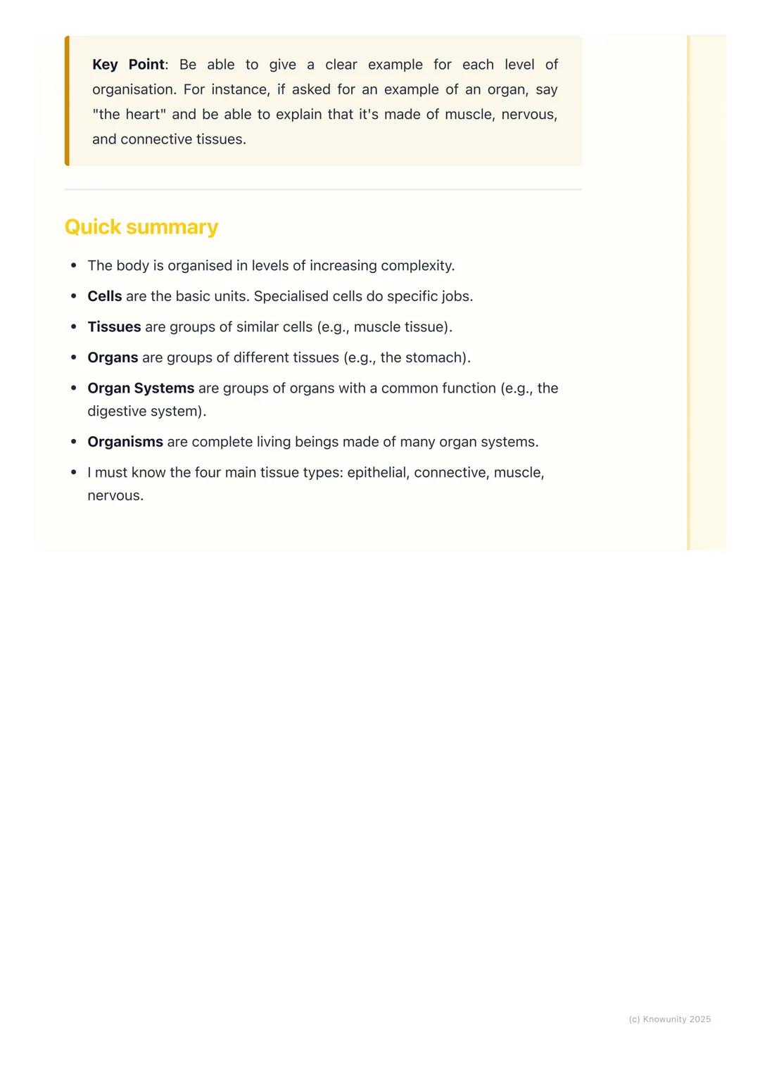# Tissues, Organs, and Systems
## How our bodies are organised
All living things, including us, are highly organised. It's not just a rand