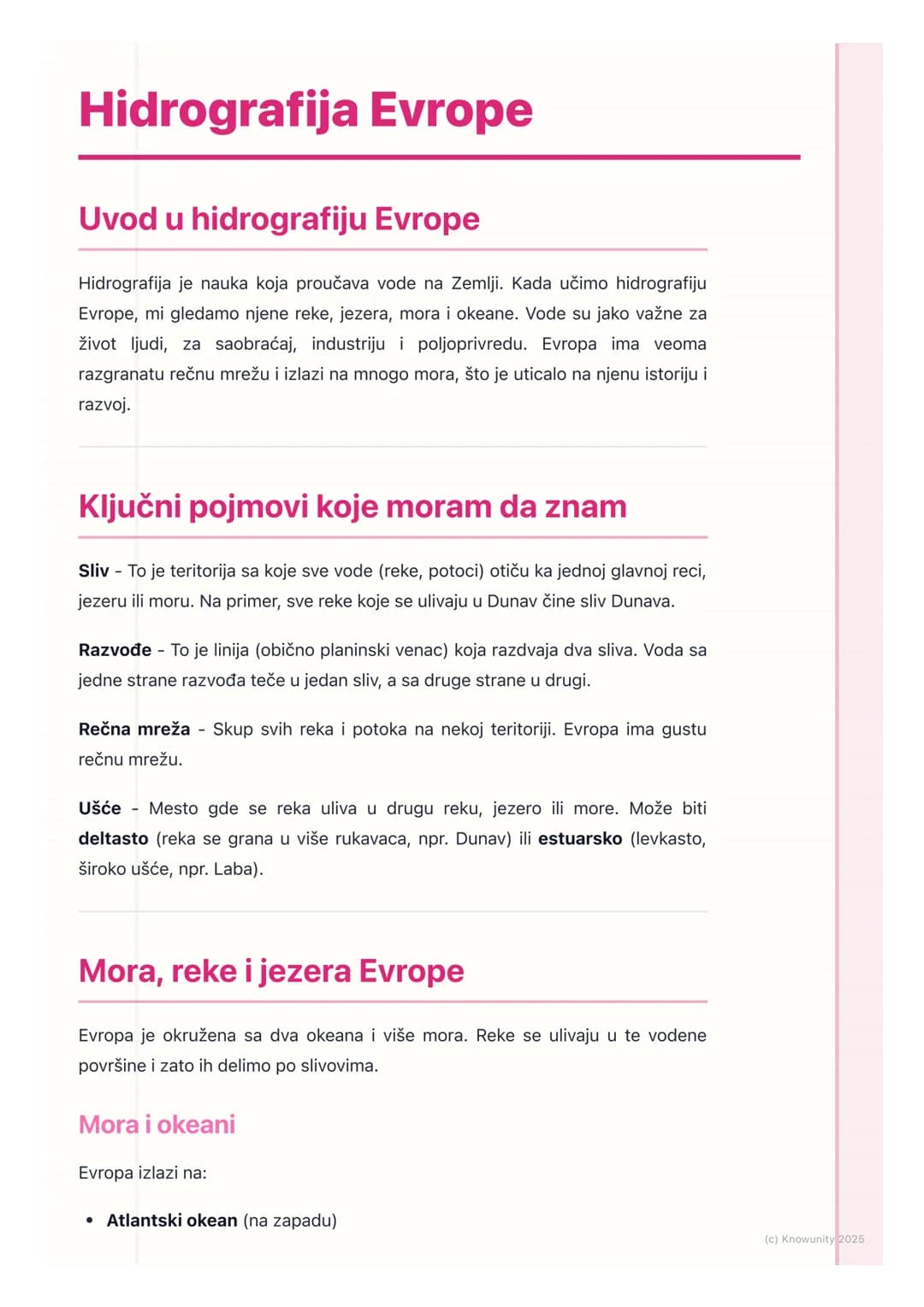 # Hidrografija Evrope
Uvod u hidrografiju Evrope
Hidrografija je nauka koja proučava vode na Zemlji. Kada učimo hidrografiju
Evrope, mi gl