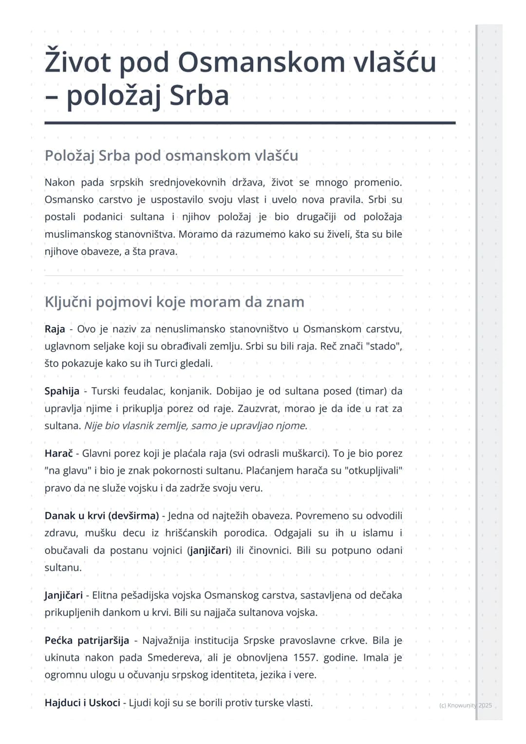 # Život pod Osmanskom vlašću
- položaj Srba
Položaj Srba pod osmanskom vlašću
Nakon pada srpskih srednjovekovnih država, život se mnogo pr