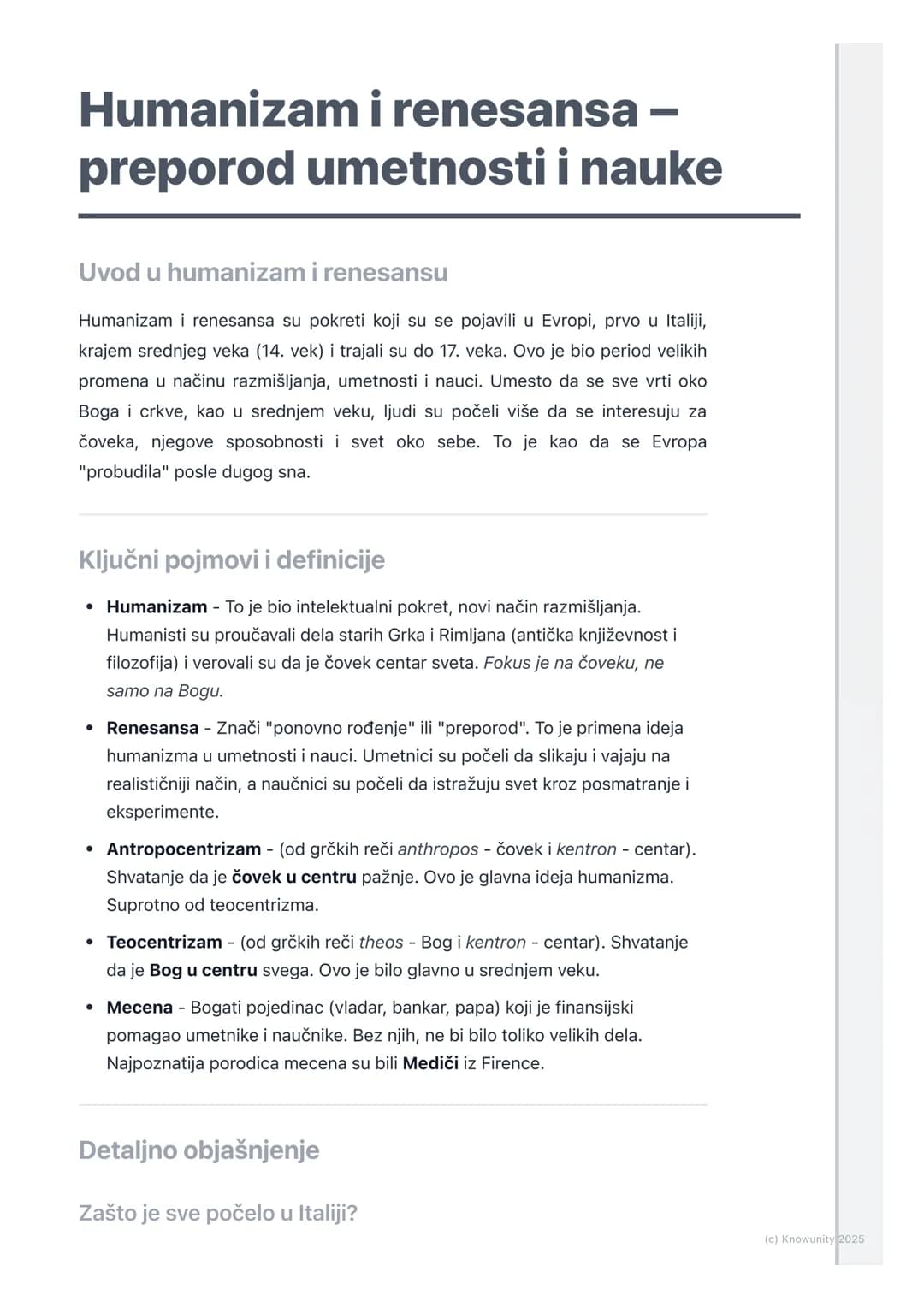 # Humanizam i renesansa –
preporod umetnosti i nauke
Uvod u humanizam i renesansu
Humanizam i renesansa su pokreti koji su se pojavili u E