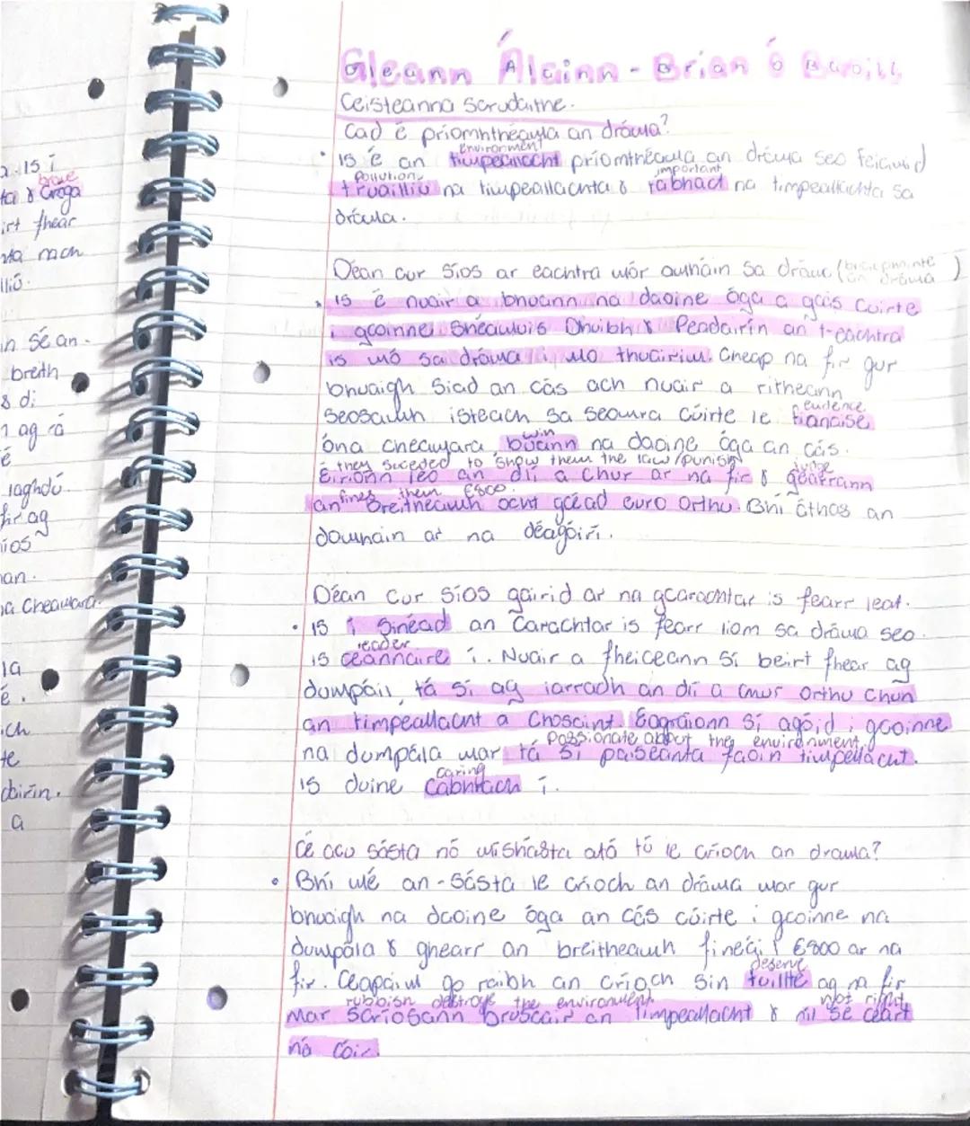 xene
0
Brian o
Drama: Gleann Alainn je. O aoillo
Radhare a 1:
•bportach bog
radharc tire
• Shliabh & ar loch = Mountain & lake
Pointéireacht