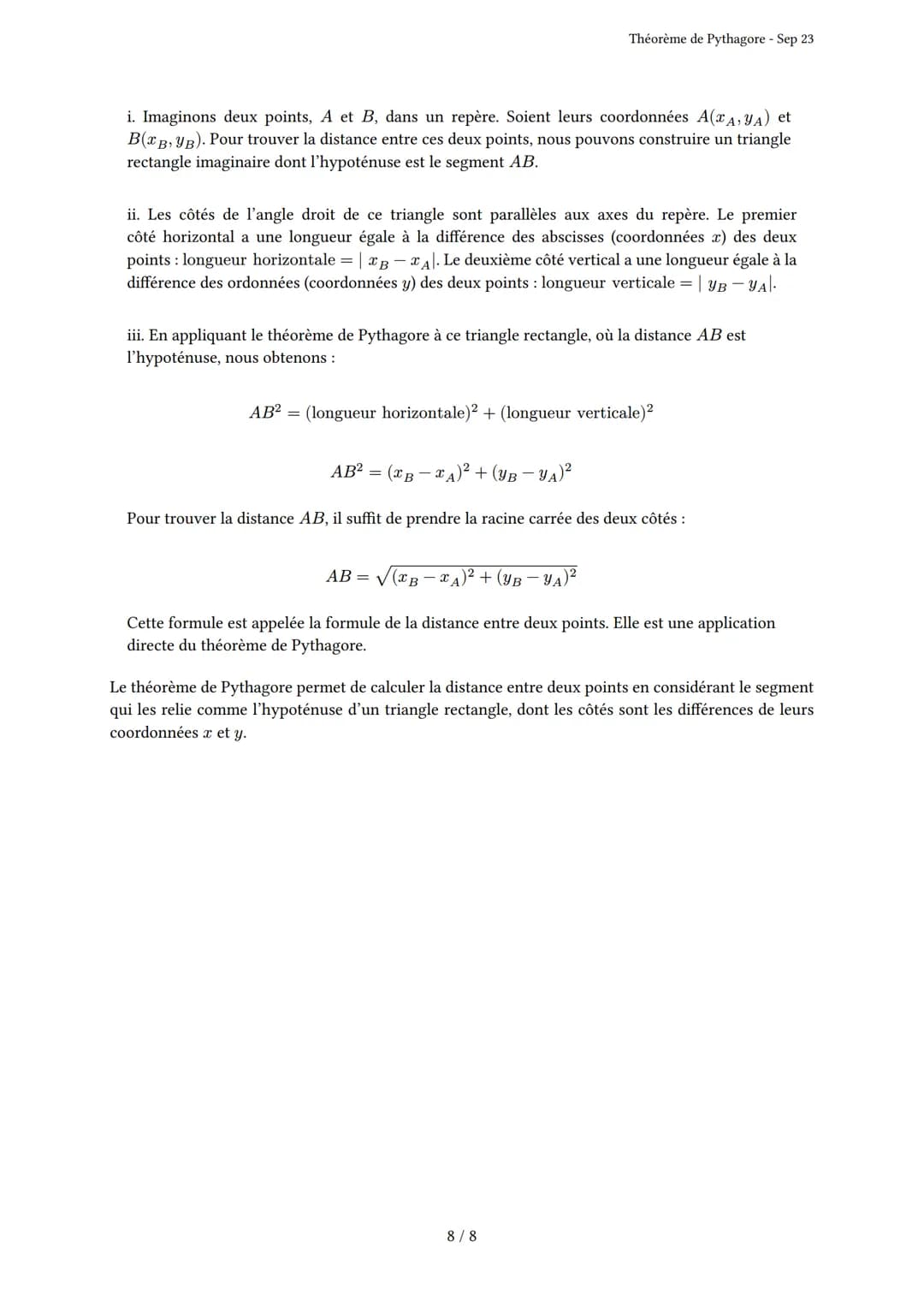 # Théorème de Pythagore
Généré par Knowunity.fr - Sep 23
Description: Cet examen évalue votre compréhension du Théorème de Pythagore et de