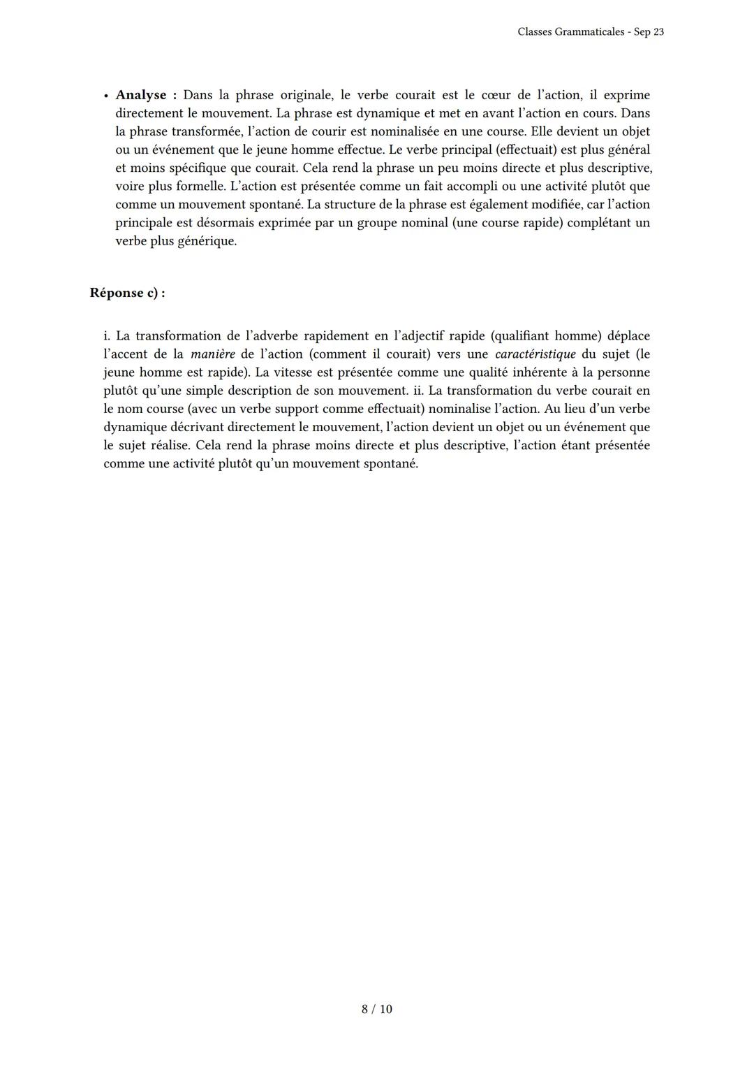 # Classes Grammaticales
Généré par Knowunity.fr - Sep 23
Description: Cet examen couvre les classes grammaticales et la nature des mots.